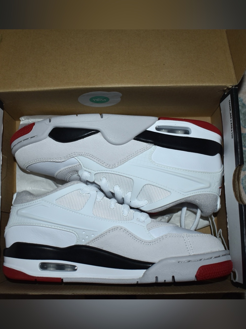 Brand new Air Jordan 4 RM GS White Black Varsity Red Sneakers Size 5Y